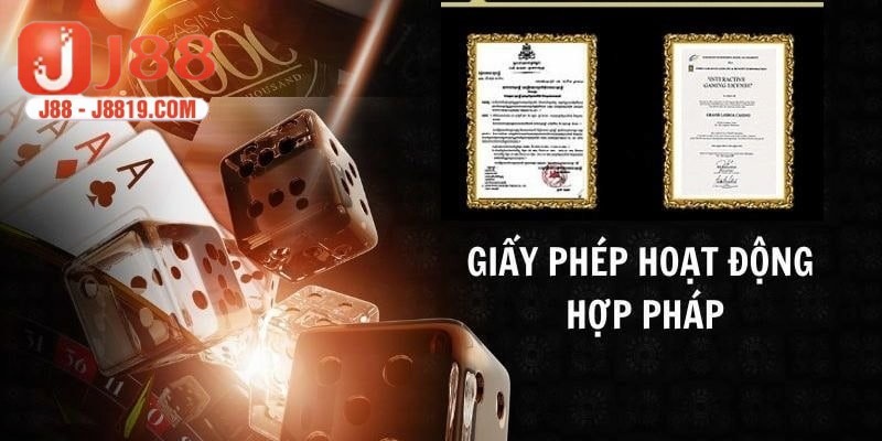 Những chứng nhận giấy phép hoạt động mà J88 đang sở hữu